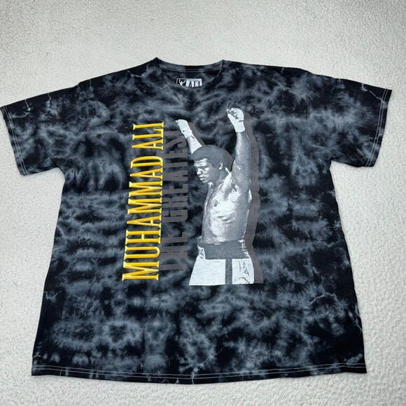 Muhammad Ali Shirt Men Extra Large Black Tie Dye Boxer Official GOAT Photo Crew - Picture 1 of 12